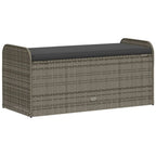 vidaXL Outdoor Poly Rattan Storage Bench With Cushion, Black, 45.3 x 20.1 x 20.5 in