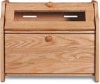 Solid Wood Oak Bread Box, Double Layer, Large Capacity, Clear Window - Nature