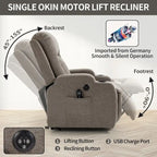 Lazy Boy Power Lift Recliner Chair With Massage, Lumbar Heating, USB Port And Cup Holders - Single Motor