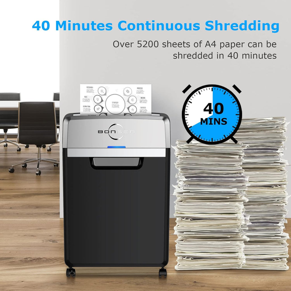 24-Sheet Cross-Cut Paper Shredder, 40-Minute Continuous Run Time, 9-Gallon Basket, P-4 Security