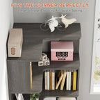 6-Tier Corner Bookshelf, 64.9 Inch Tall, Freestanding Wood Industrial Bookcase