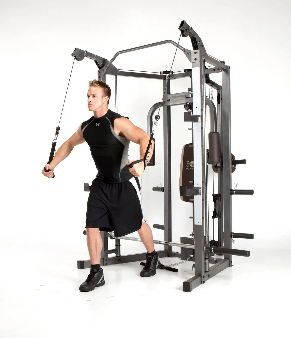 Marcy Full Body Home Exercise Gym, Gray/Brown, 98 x 59 x 82 Inches