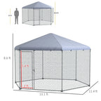 PawHut Large Metal Coop Run With Waterproof Anti-UV Cover, 13 ft x 11.4 ft x 8.6 ft