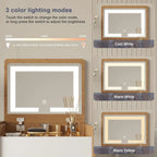 3-in-1 Vanity Desk Set With Flip-Top Lighted Mirror, Storage Stool And 15.7*19.7*31.5 Inches Table