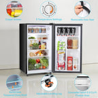 TINKLE WELL Mini Fridge With Freezer, 3.2 Cu Ft, Single Door, Silver