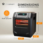Lifesmart Infrared Quartz Space Heater, 4 Element 1500W, Black