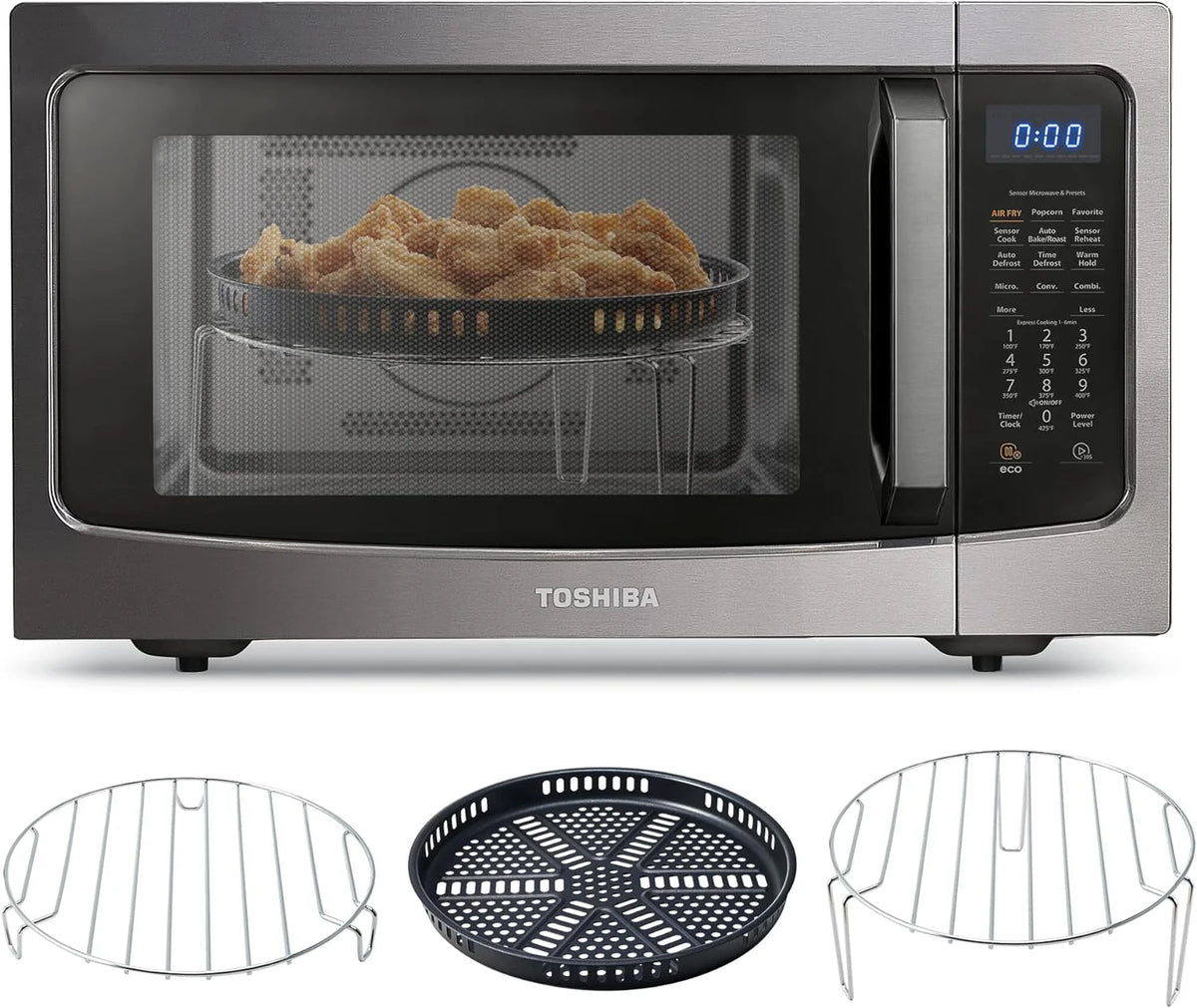 TOSHIBA 4-in-1 Countertop Microwave Oven, 1.5 Cu Ft, 1000W, Silver - ML-EC42P(SS)