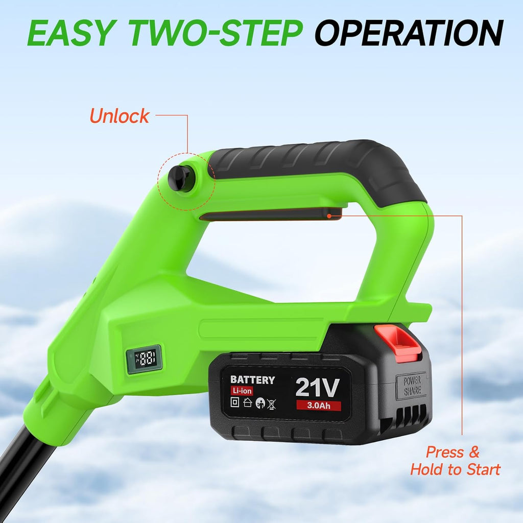 GEARPASS Cordless Snow Shovel 21V 16-Inch With 2 3000mAh Recharge Batteries
