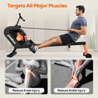 Pooboo Magnetic Rowing Machine, Foldable, 8-Level Resistance, 350lb Capacity