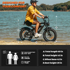 HiKeep Adult Fat Tire Electric Bike, 20 inch, 1500W Peak, 48V 15Ah, Black - K6-L-1.0