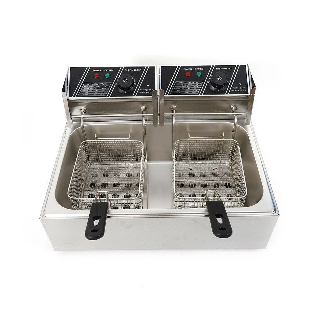 denest 5kW Large Single-Tank Electric Deep Fryer With Fry Basket - 6/12L