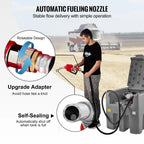 VEVOR Portable Diesel Fuel Tank, 116 Gallon, 10 GPM, 12V, 13.1 ft Hose, Red - YDIES4OOL-E