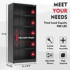 WORKPRO Metal Storage Cabinet With Locking Doors, Adjustable Shelves, Black, 71 Inches Tall - 31-1/2 x 15-3/4 Inch