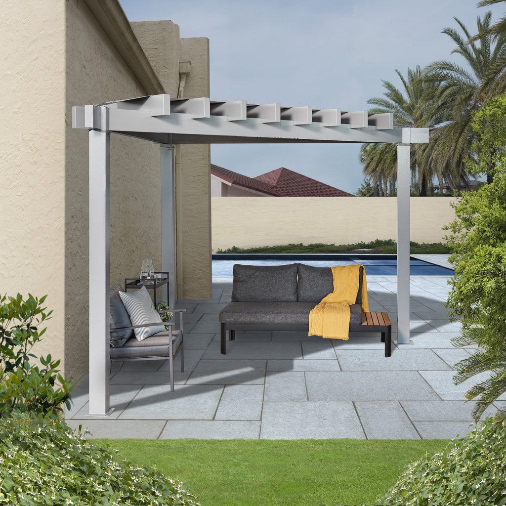 Sojag Aluminum Frame Pergola With PVC-Coated Canopy, 10 ft x 10 ft, Grey - Lima