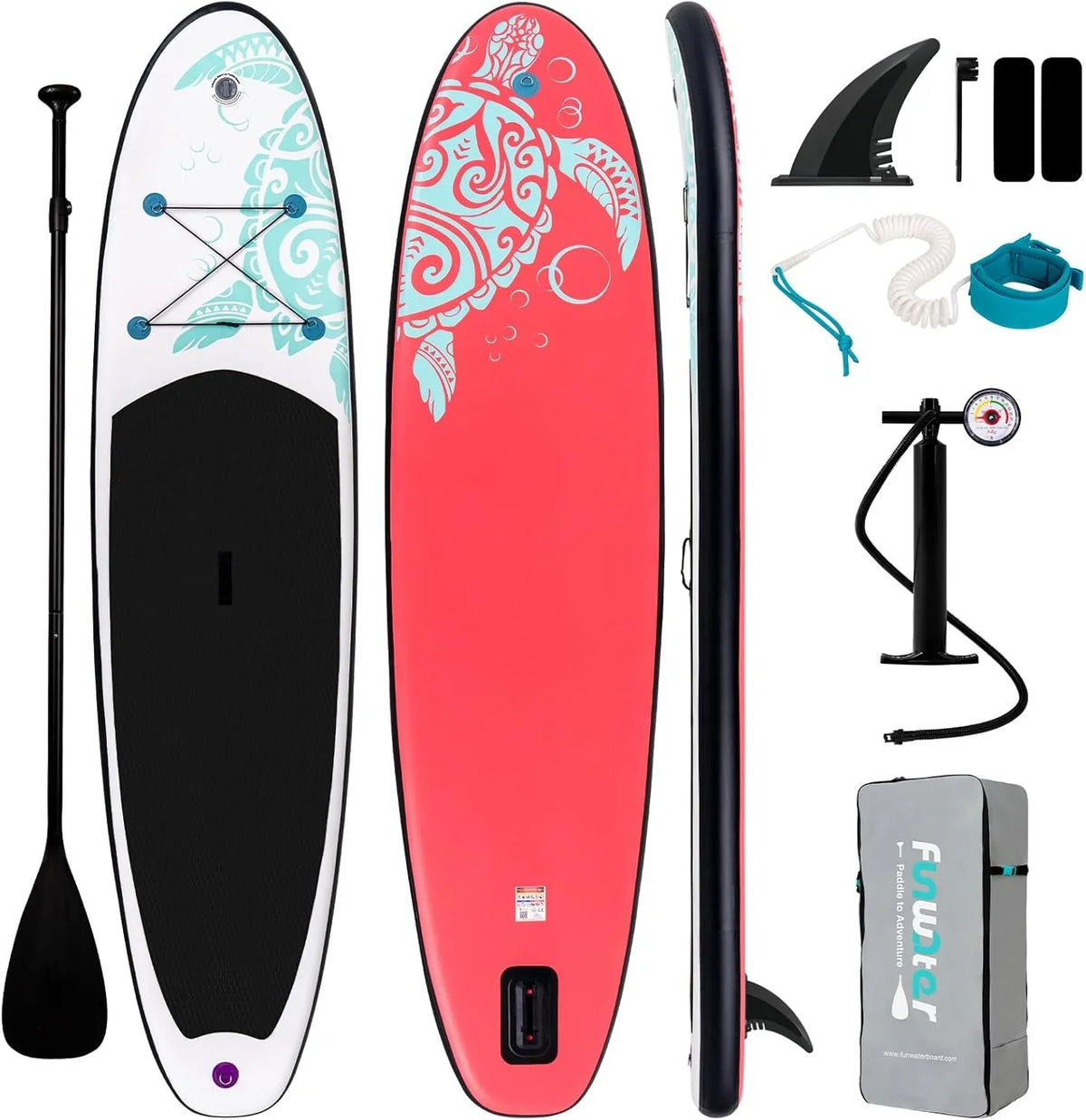 FunWater Inflatable Stand Up Paddle Board, 11 ft x 32 in x 6 in - SUP Paddle Accessories