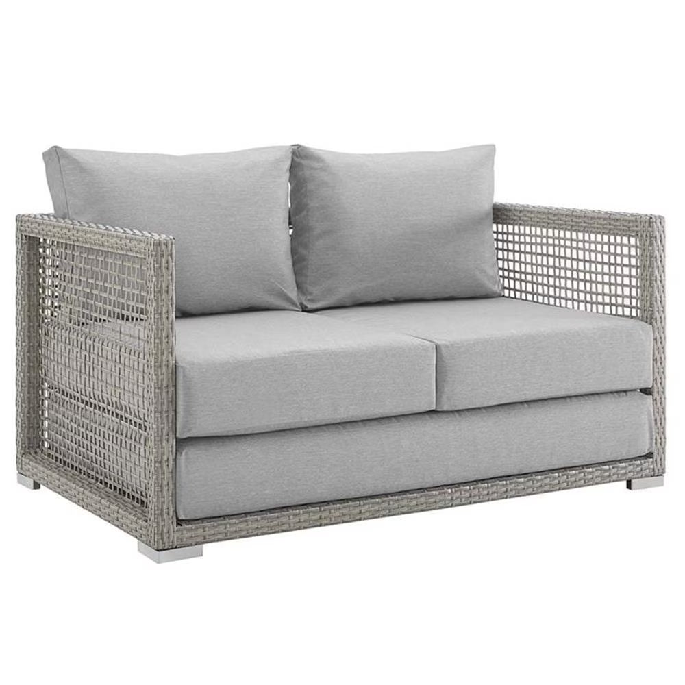 Afuera Living Wicker Patio Loveseat, Gray - 52in W x 32in D
