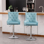 Alexent 2-Piece Swivel Bar Stools, Dark Blue, 43.7-51.6 H, 19.3 W x 18.1 D - Silver Footrest