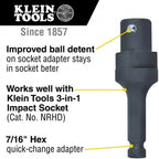 Klein Tools Single-Ended Impact Socket, 3/4-Inch, 1-Inch And 1-1/8-Inch - NRHD3