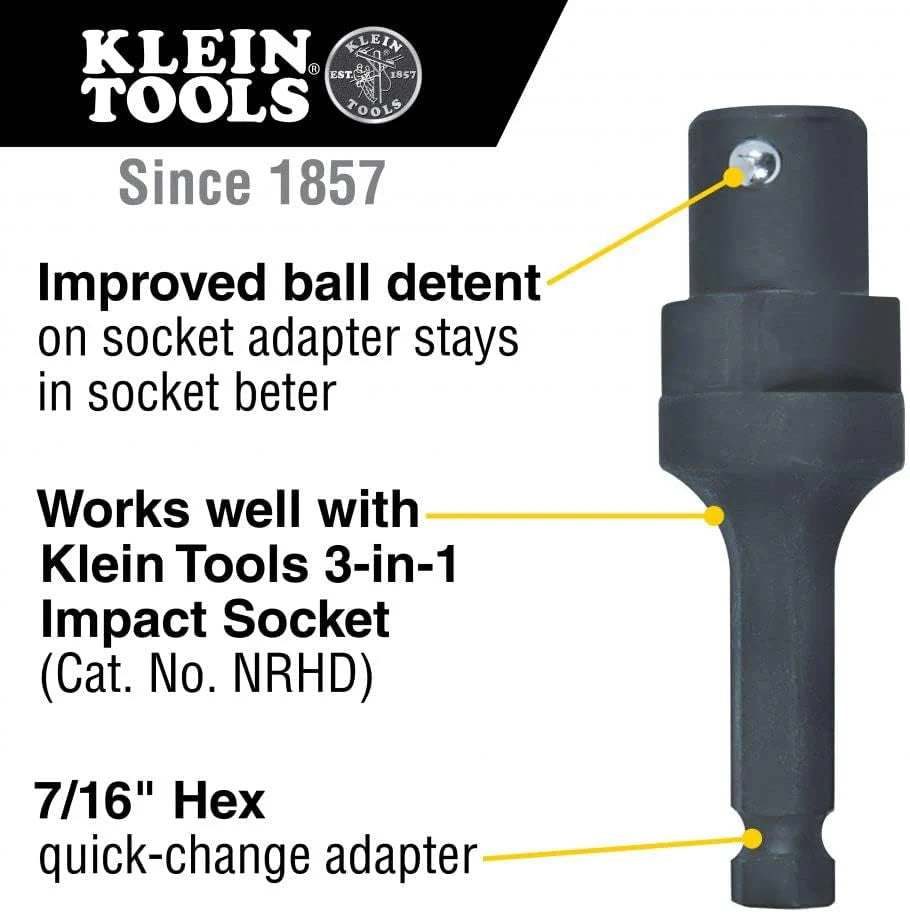 Klein Tools Single-Ended Impact Socket, 3/4-Inch, 1-Inch And 1-1/8-Inch - NRHD3