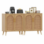 Rovaurx Set Of 2 Rattan Storage Cabinets With Doors