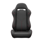 2PC Universal Reclinable Bucket Racing Seats With Adjustor Slider - Red PVC Leather