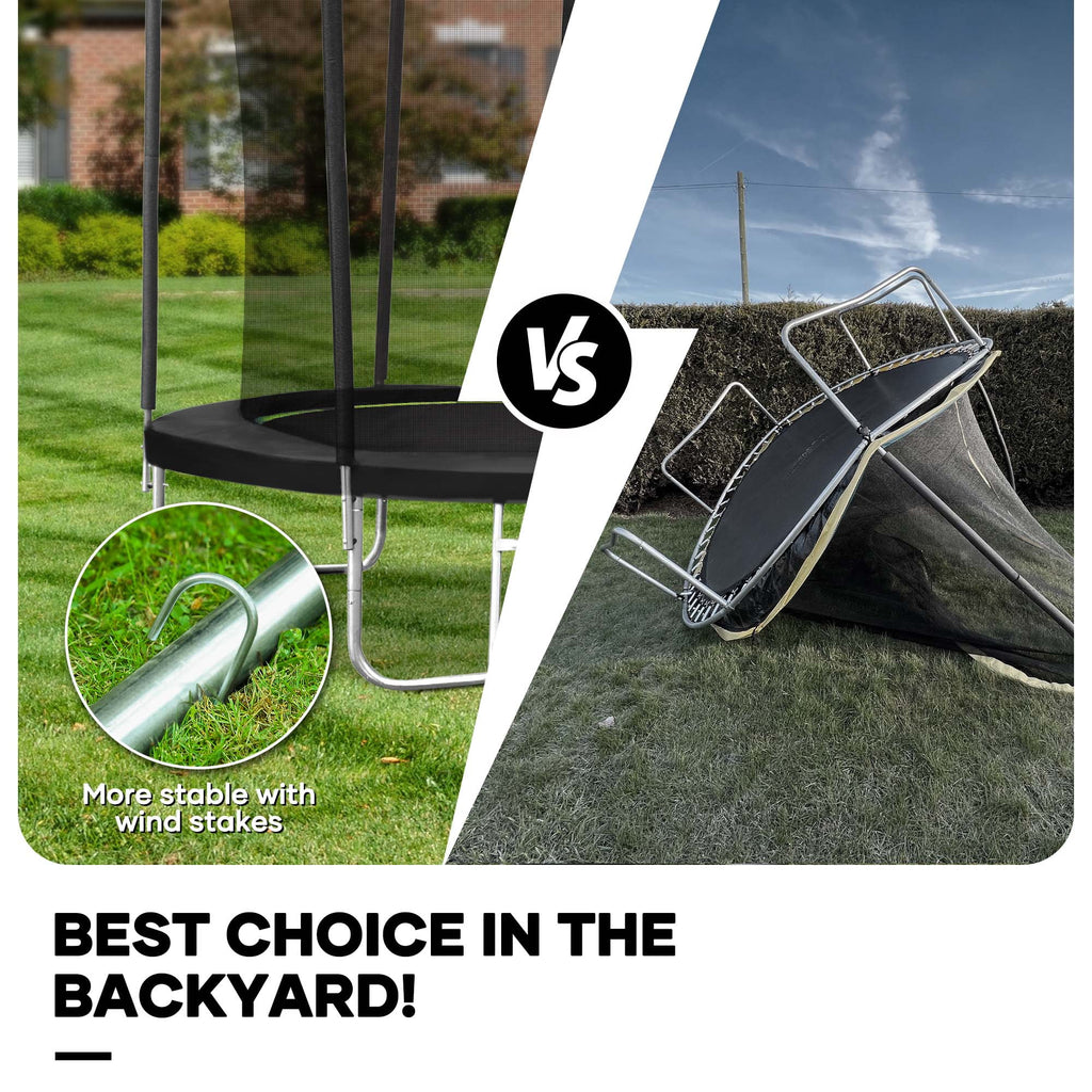 MARNUR Kids' Trampoline 8 ft With Enclosure Net, Ladder And Wind Stakes - 330 lbs Weight Capacity