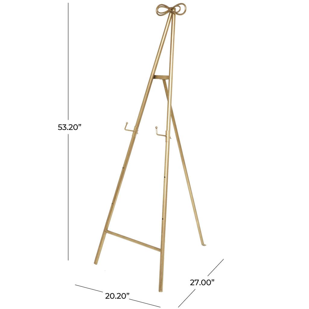 Adjustable 3-Tier Metal Display Stand Gold Floor Easel