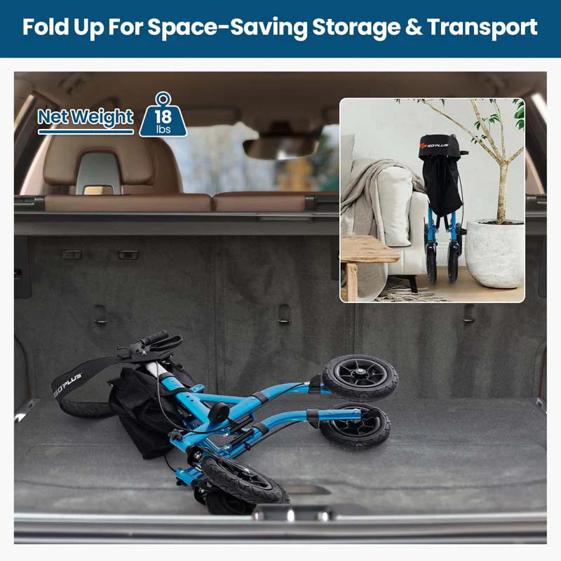 Foldable Rolling Rollator Walker With Seat, 9.5 Inch Pneumatic Wheels