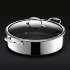 Hexclad Hybrid Stainless Steel 7 Quart Deep Saute Pan Fryer With Glass Lid