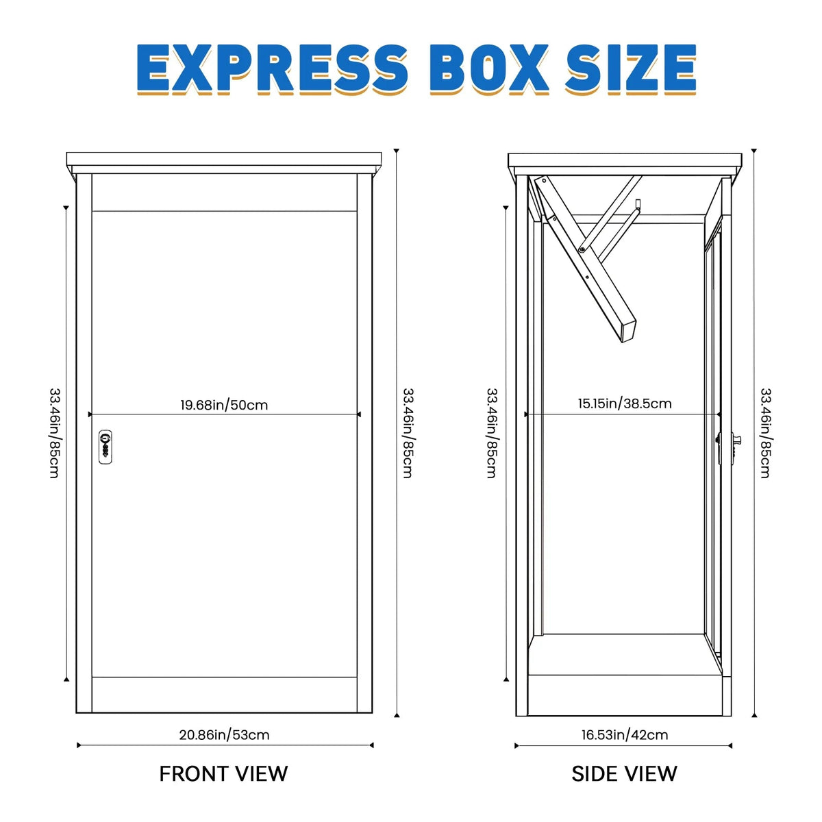 Gaonala Steel Package Delivery Box 19.6x14.4x44.9in Lockable Weather-Resistant Black