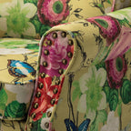 14 Karat Home Wingback Accent Chair, Floral Upholstery, Mustard, 30 x 31 x 32.5 in