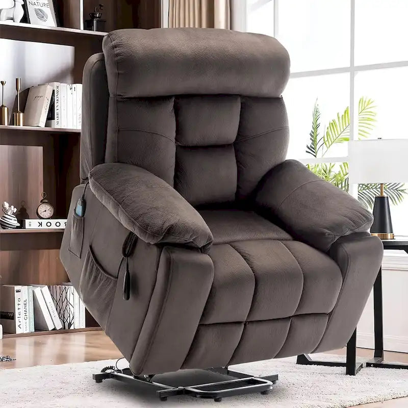 Large Electric Power Lift Recliner With Heat, Massage, Hidden Cup Holder - 40.94W x 38.19D x 42.52H