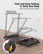 UREVO Folding Treadmill - 2.25HP, 12 HIIT Modes, 265 lbs Capacity, Yellow Or Red