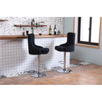 Alexent 2-Piece Swivel Bar Stools, Dark Blue, 43.7-51.6 H, 19.3 W x 18.1 D - Silver Footrest