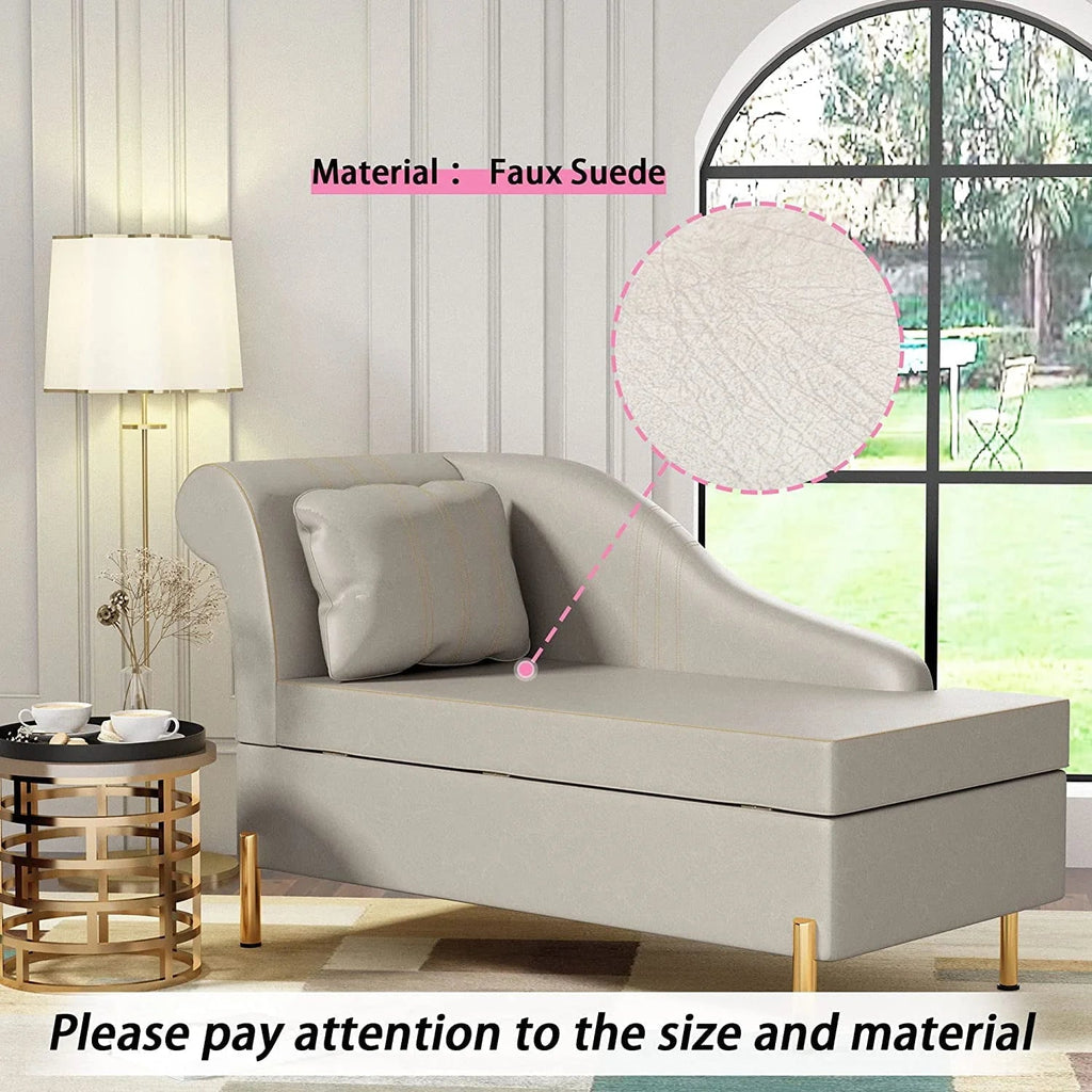Andeworld Upholstered Tufted Chaise Lounge Chair, Faux Suede, Khaki