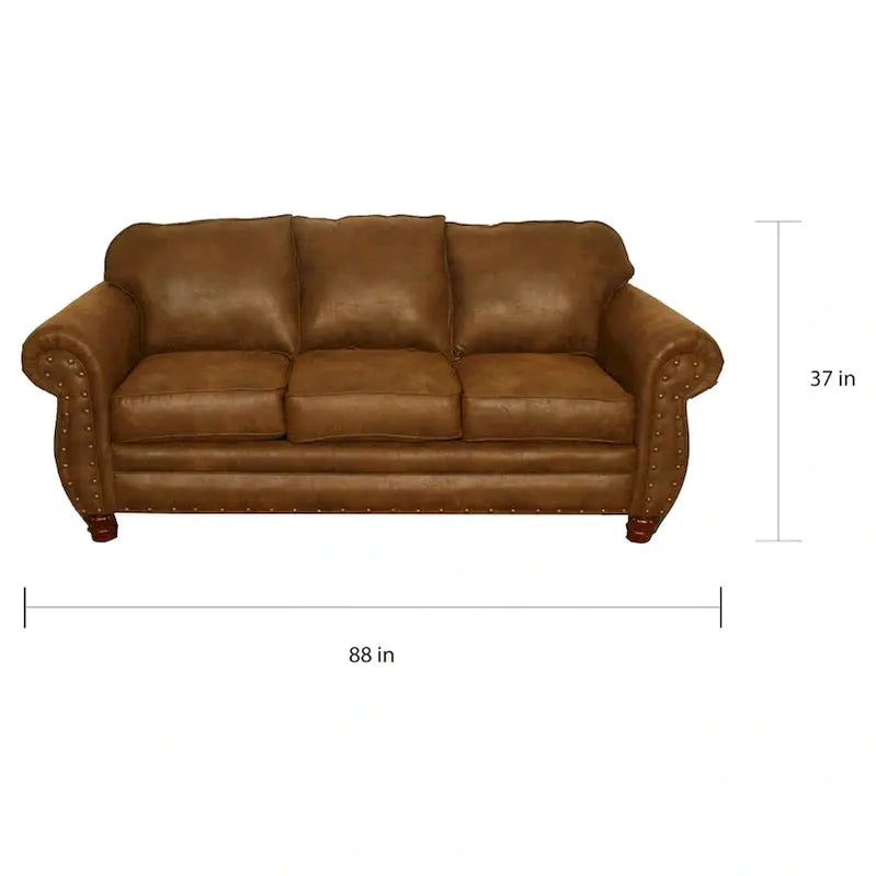 Sedona Sofa With Faux Leather Microfiber Upholstery - 88 W
