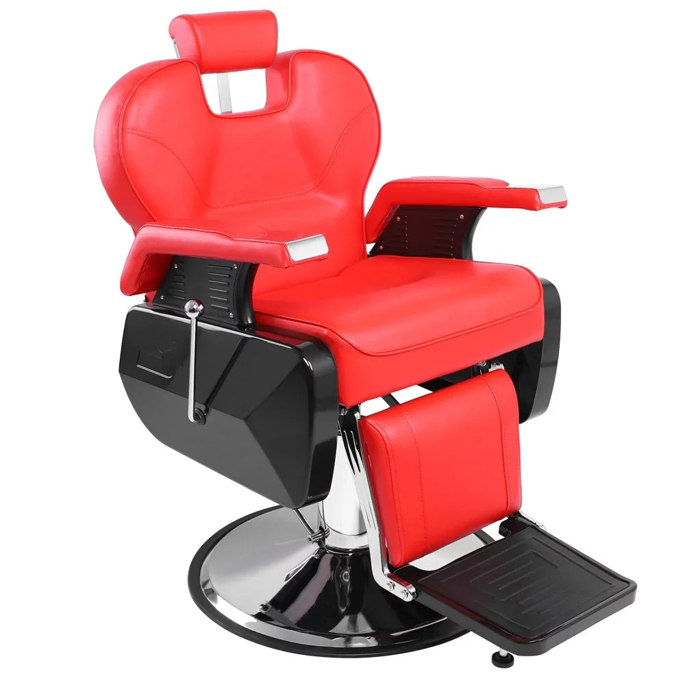 OmySalon Reclining Hydraulic Barber Chair, Black, 38.2 x 27.6 x 39.4 in