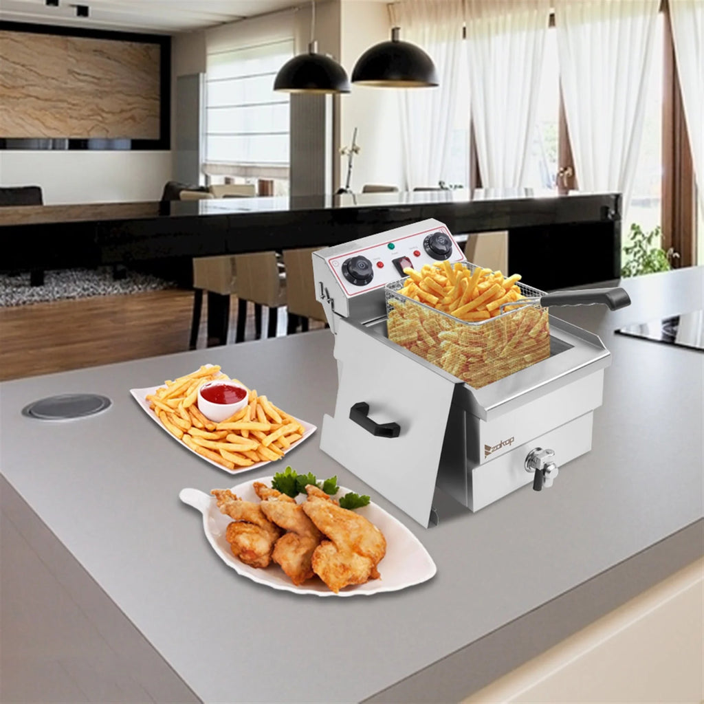 BAYUELSWU Electric Deep Fryer With Basket, 12.5Qt Stainless Steel Single Tank, 8L Basket