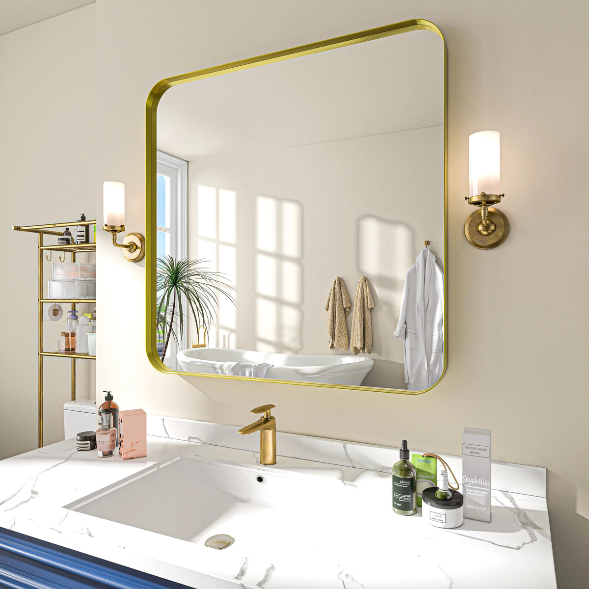 Aluminum Alloy Rounded Corner Wall Vanity Mirror