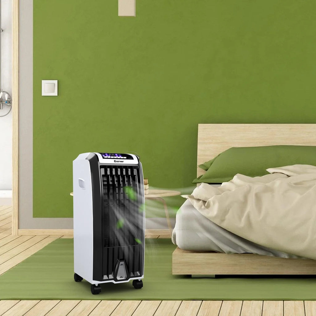 Costway Portable Evaporative Air Cooler Fan With Remote Control - 6.5L, White + Black