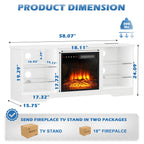 Waleaf TV Stand With 18 in Electric Fireplace And Adjustable Glass Shelves - TVs Up To 65 inch