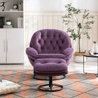 Velvet Swivel Accent Chair With Ottoman Set, Pink, 31.73 x 33.5 x 33.78 Inches