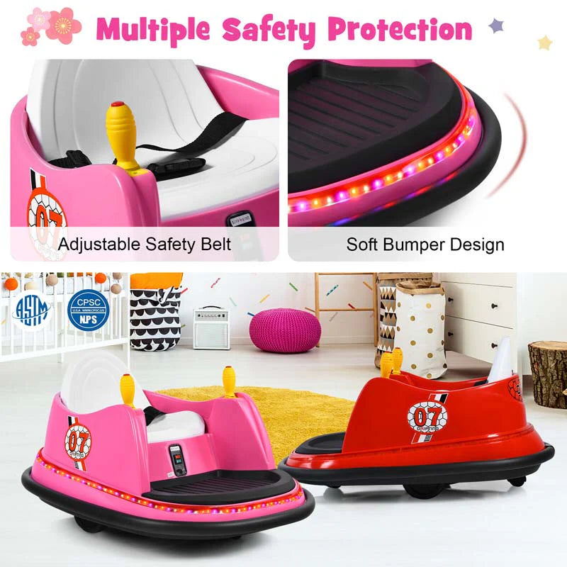 12V Toddler Battery Powered Bumper Car With Dual Joysticks And 360 Degree Spin