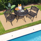 All-Weather Cast Aluminum Outdoor Dining Armchairs With Curved Seats - 2/4 Pcs