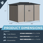U-MAX 8 x 6 ft. Wood Grain Outdoor Metal Storage Shed With Lockable Door