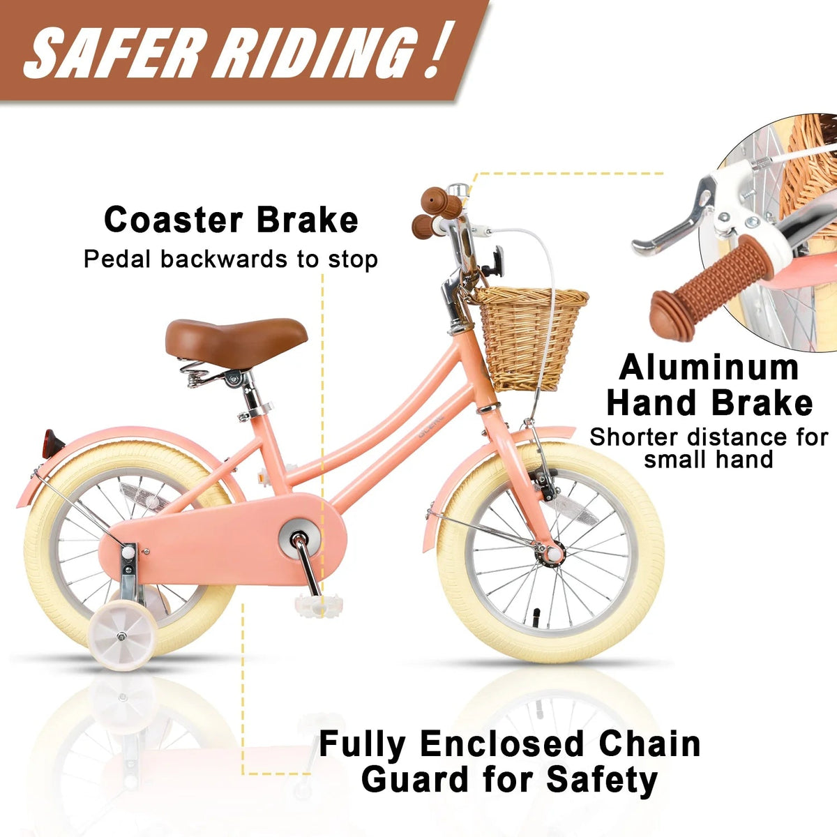 Glerc Girls' Kids' Bike, 12 inch, Pink, Ages 2-4 Years - Little Molly