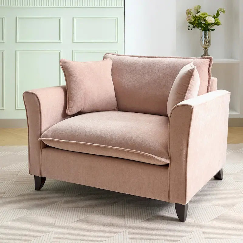 Oversized Chenille Fabric Armchair With 33.9 in Wide Seat Cushion