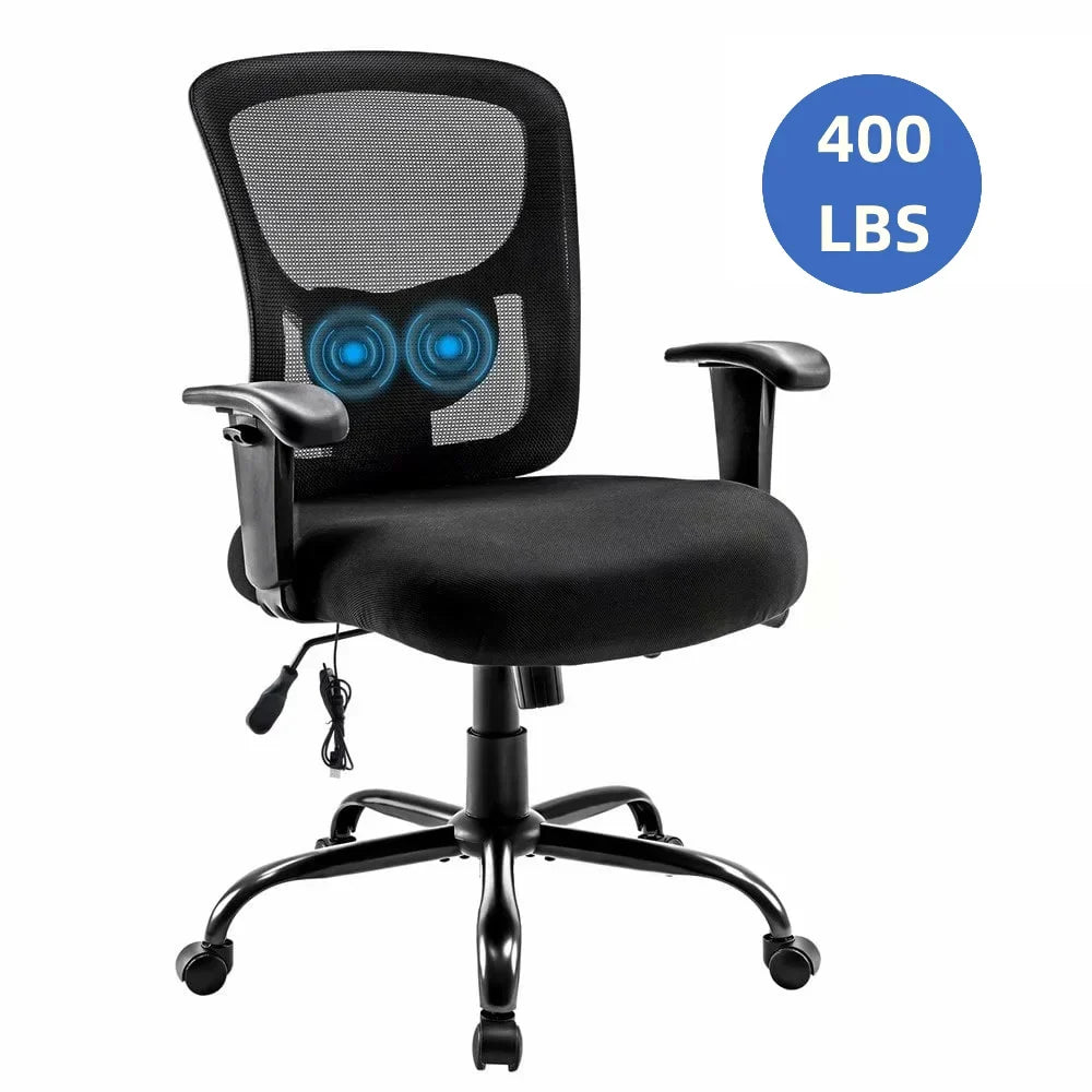 Bigroof Mesh Office Chair With Flip-Up Arms, Lumbar Support, Height Adjustable, Black