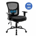 Bigroof Mesh Office Chair With Flip-Up Arms, Lumbar Support, Height Adjustable, Black