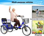 WEIMMIN Adult Folding Tricycle, 7-Speed, 20-Inch Wheels, Star-Striped Blue Frame
